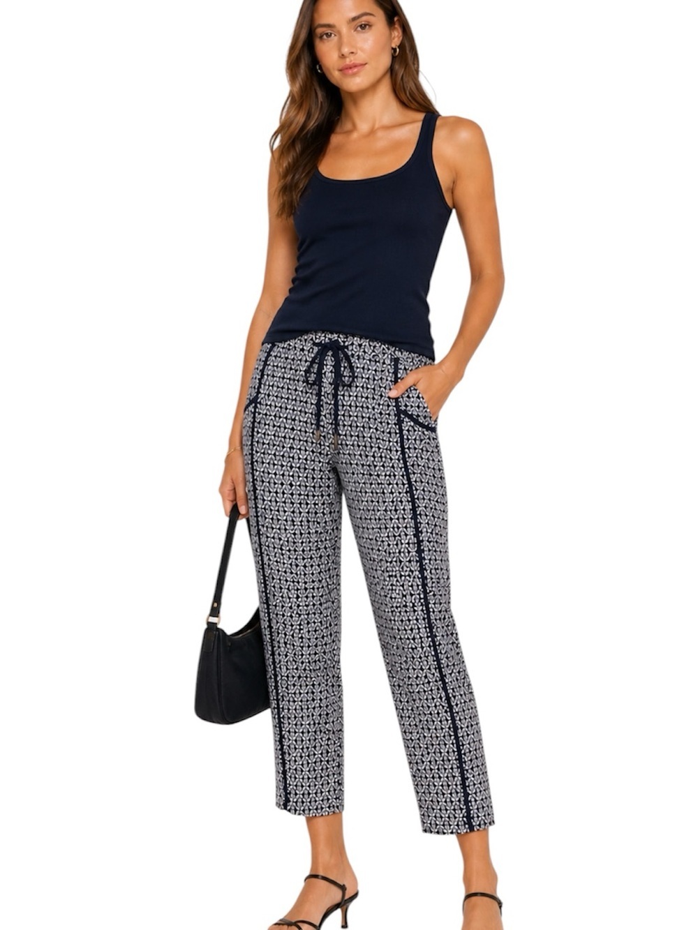 Anthropologie Hei Hei Printed Pants Elastic Waist Navy Size XS